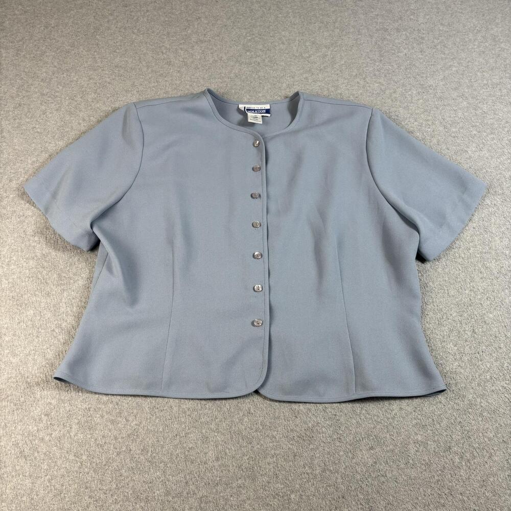 Vintage Pendleton Shirt Women 16 Petite Blue Button Short Sleeve Hong Kong 90s